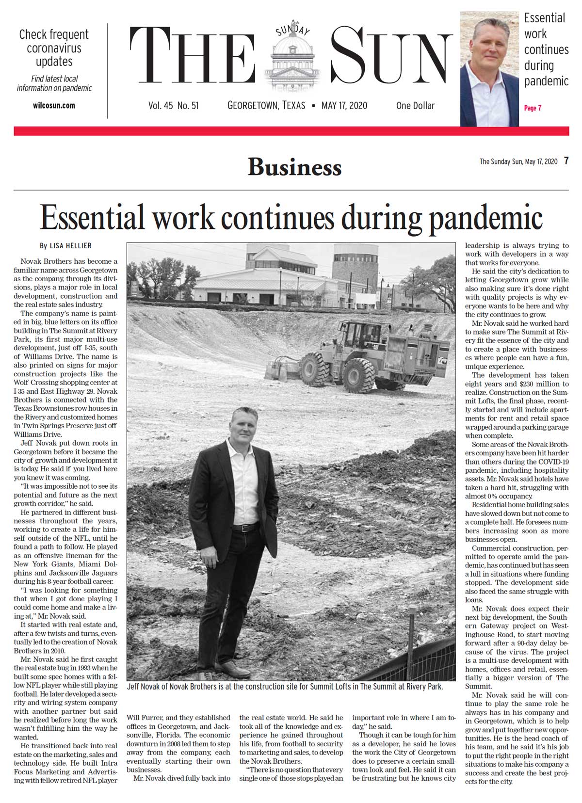 The Sun Article Essential Work Continues During Pandemic